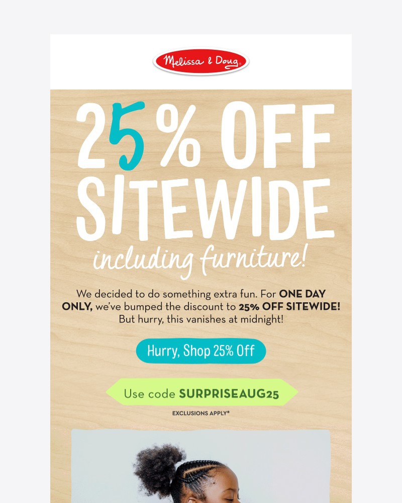 Screenshot of email sent to a Melissa & Doug Newsletter subscriber