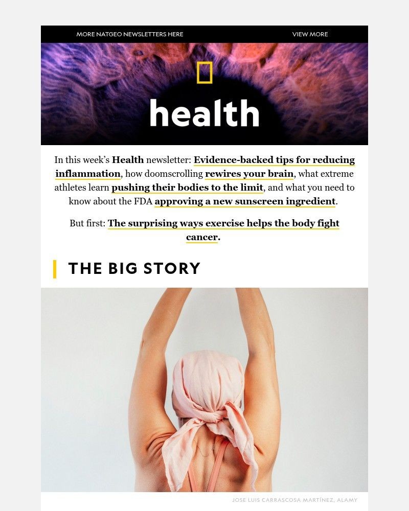 Screenshot of email sent to a National Geographic Newsletter subscriber