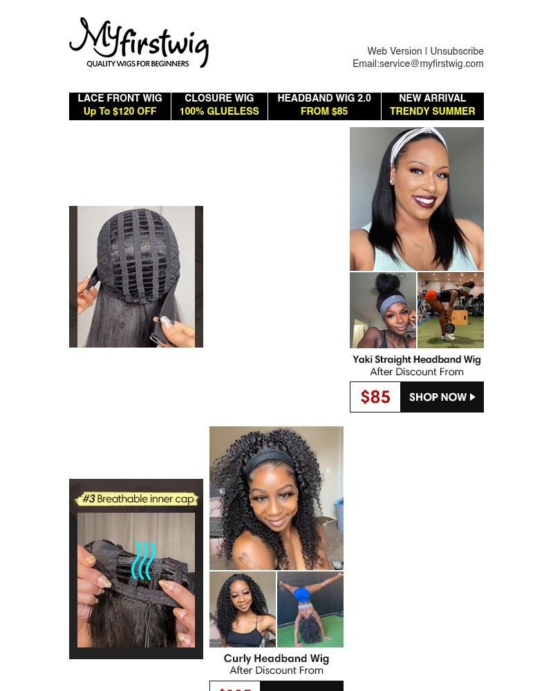 Screenshot of email sent to a My First Wig Newsletter subscriber