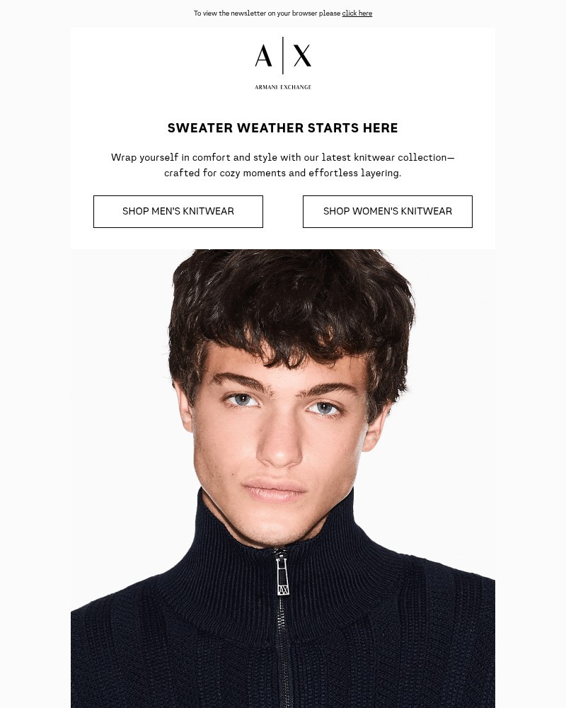 Screenshot of email sent to a Armani Exchange Newsletter subscriber