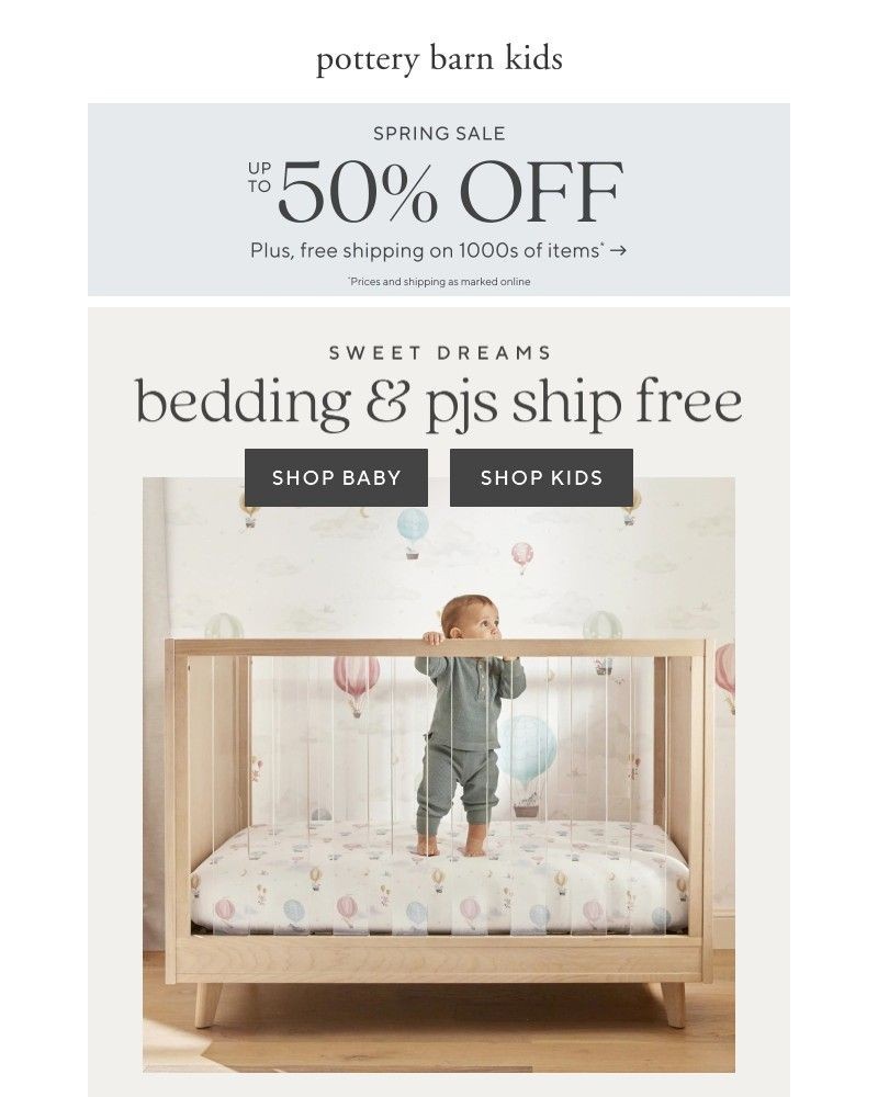 Screenshot of email sent to a Pottery Barn Newsletter subscriber