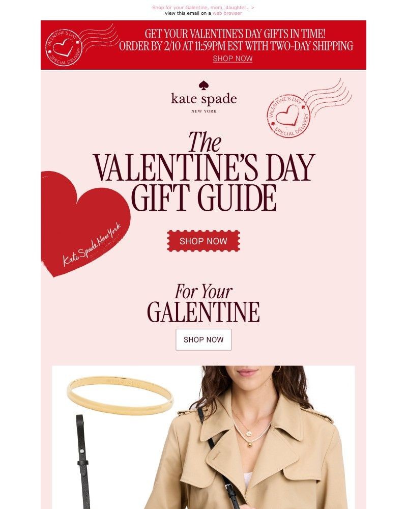 Screenshot of email sent to a Kate Spade Newsletter subscriber