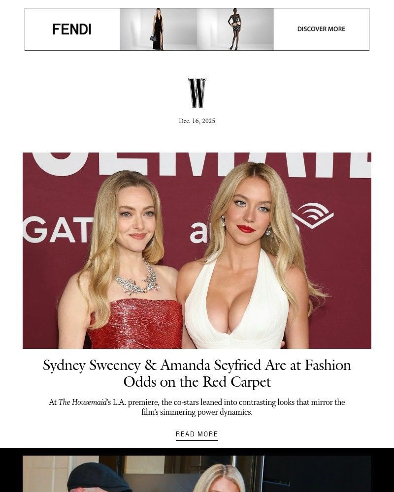 Screenshot of email sent to a W Newsletter subscriber