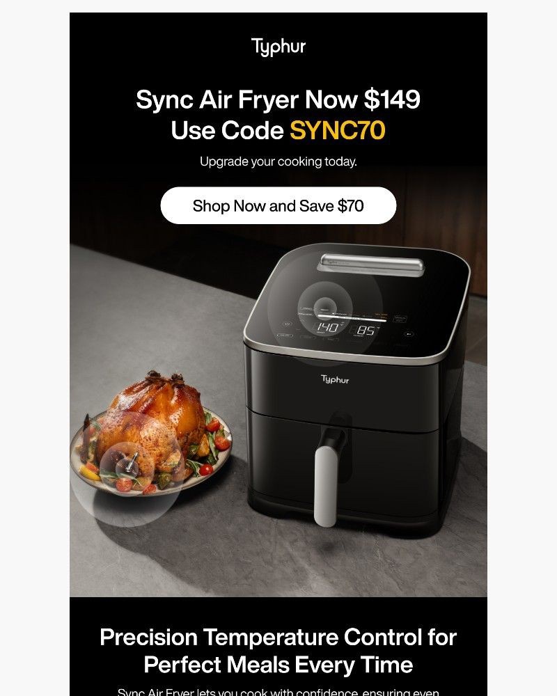 Screenshot of email sent to a Typhur Newsletter subscriber