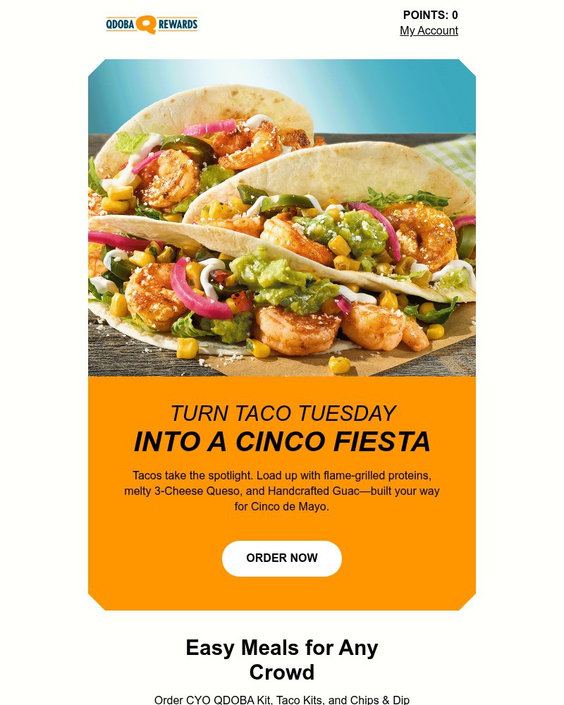 Screenshot of email sent to a Qdoba Registered user