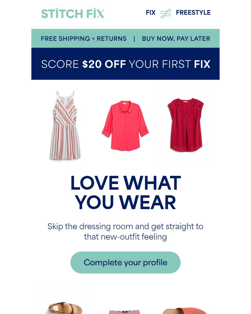 Screenshot of email sent to a Stitch Fix Cart abandoner