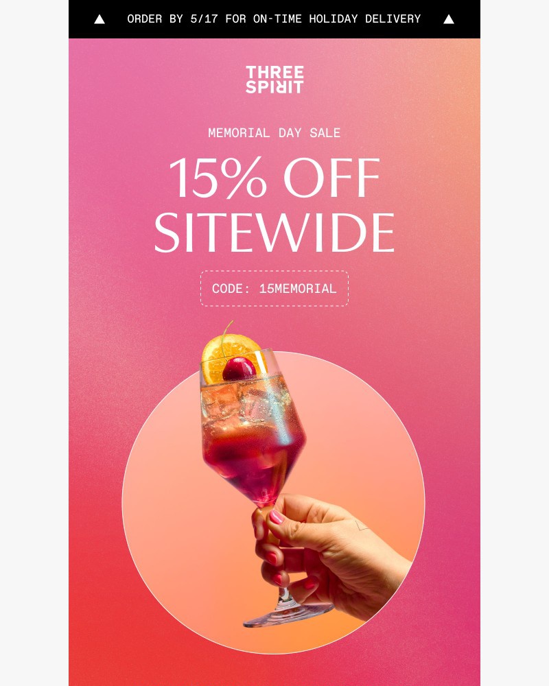Screenshot of email sent to a Three Spirit Newsletter subscriber