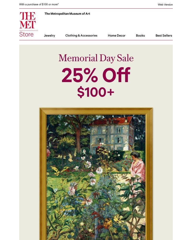 Screenshot of email sent to a The Metropolitan Museum of Art (The Met) Newsletter subscriber