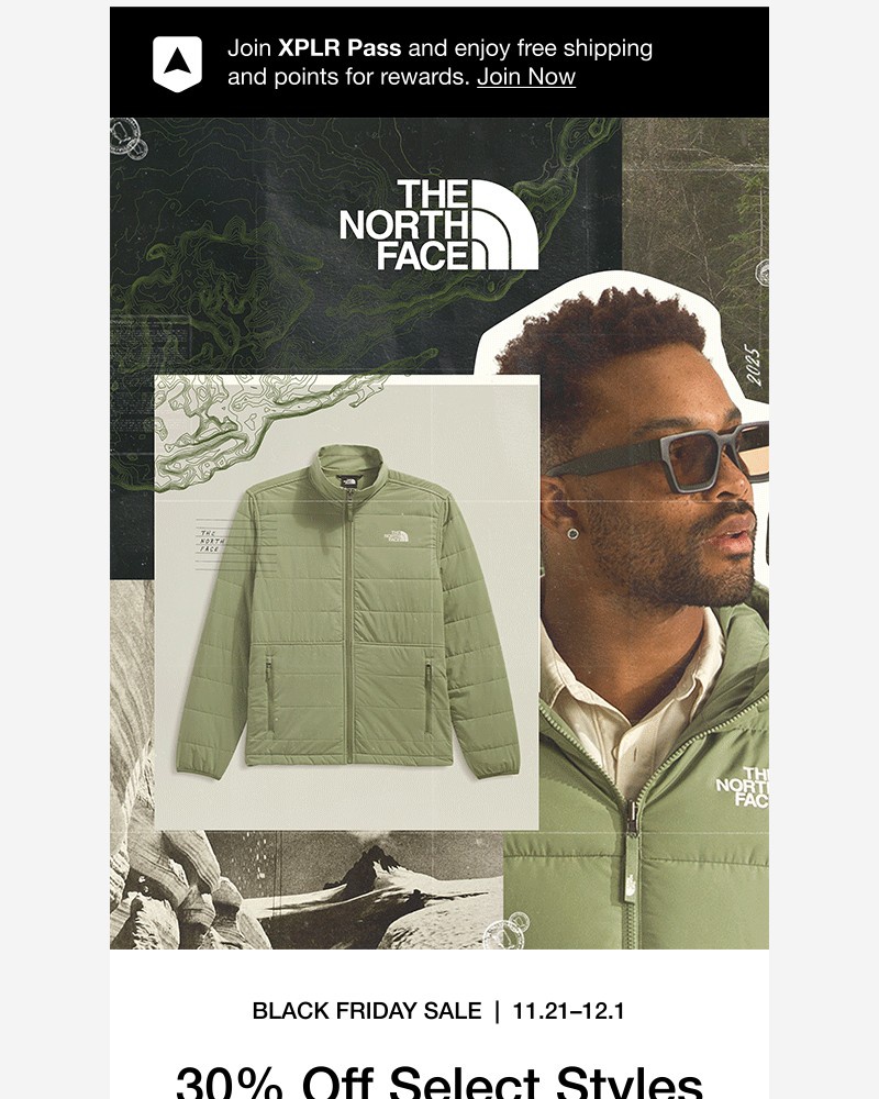 Screenshot of email sent to a The North Face Newsletter subscriber