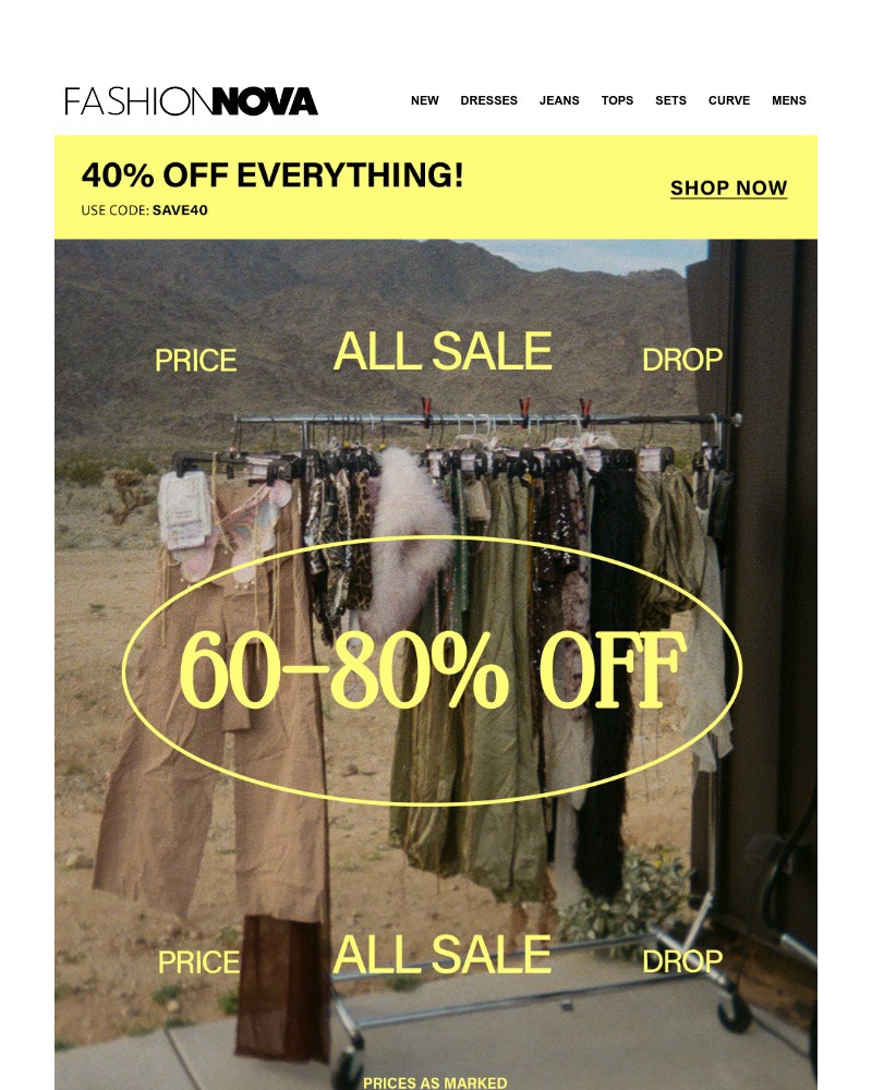 Screenshot of email sent to a Fashion Nova Registered user