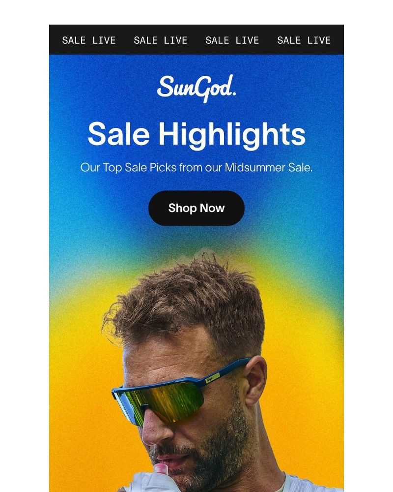 Screenshot of email sent to a SunGod Newsletter subscriber