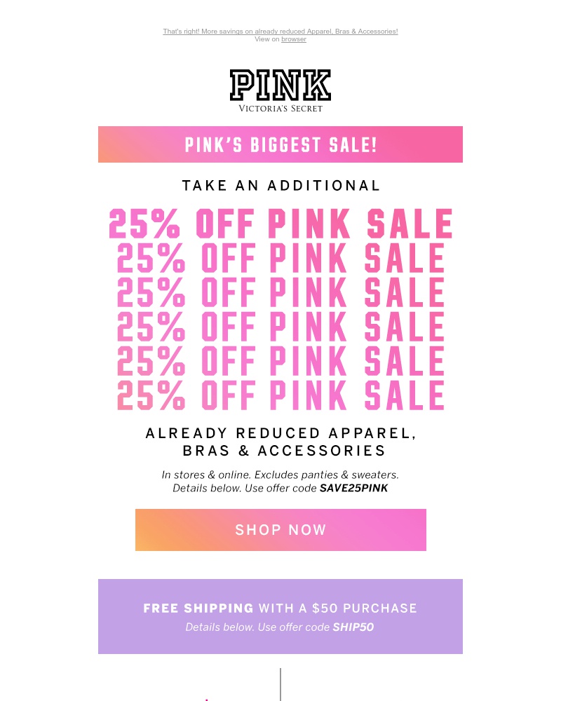 Screenshot of email with subject /media/emails/take-an-additional-25-off-pink-sale-2-days-only-cropped-57538cd3.jpg