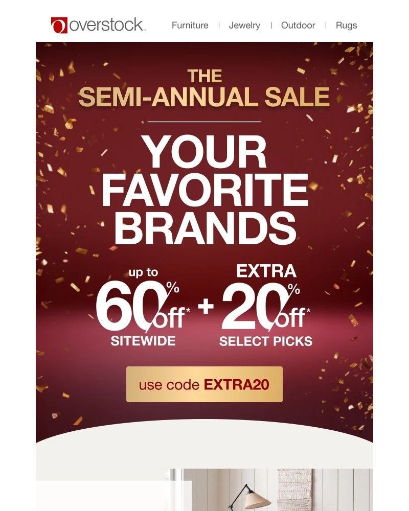 Screenshot of email sent to a Overstock Newsletter subscriber