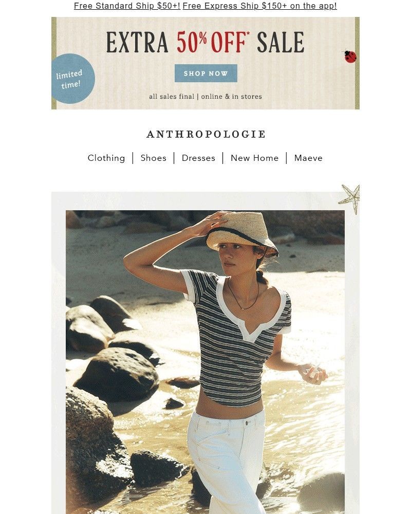 Screenshot of email sent to a Anthropologie Newsletter subscriber