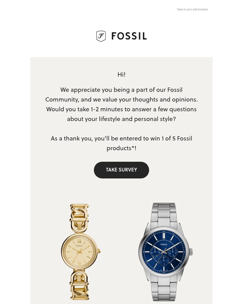 Screenshot of email with subject /media/emails/take-our-style-survey-you-could-win-a-fossil-product-204692-cropped-e45c5814.jpg
