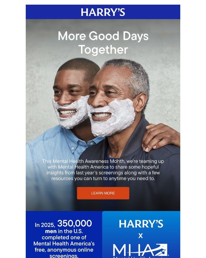 Screenshot of email sent to a Harry's Cart abandoner
