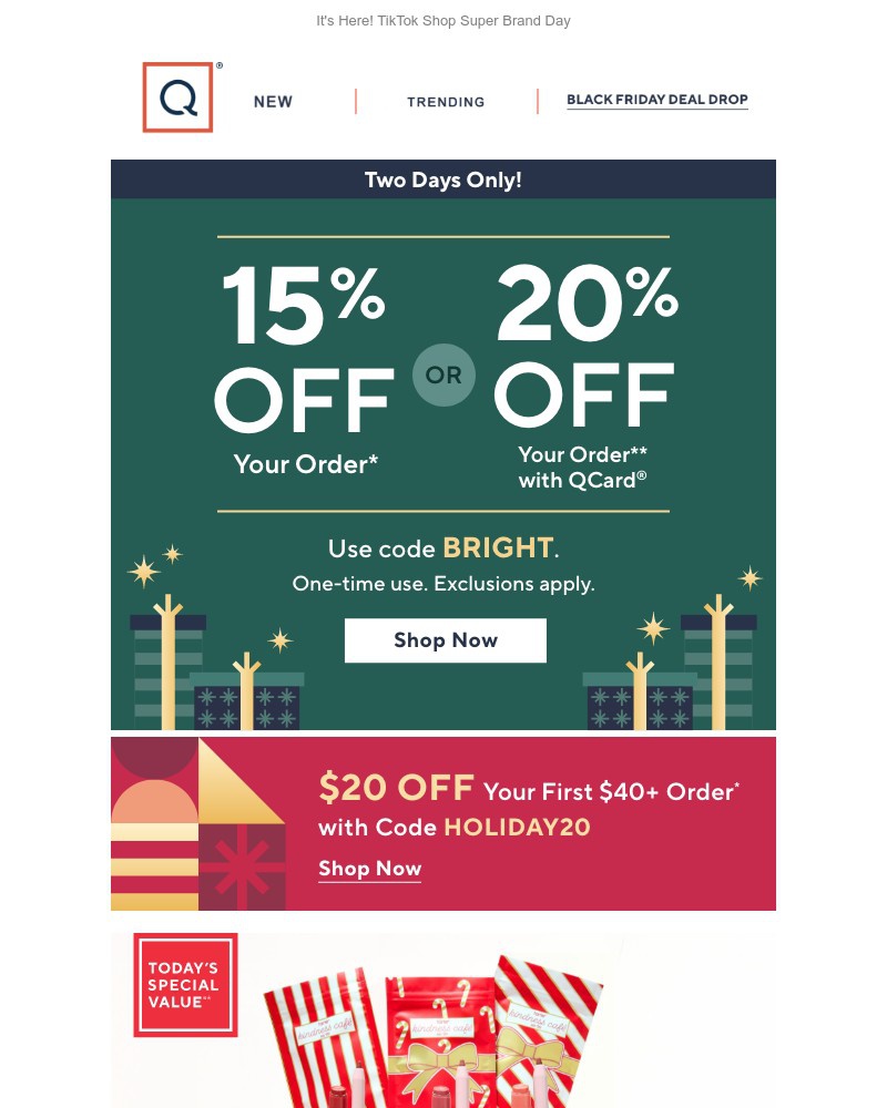 Screenshot of email sent to a QVC Newsletter subscriber