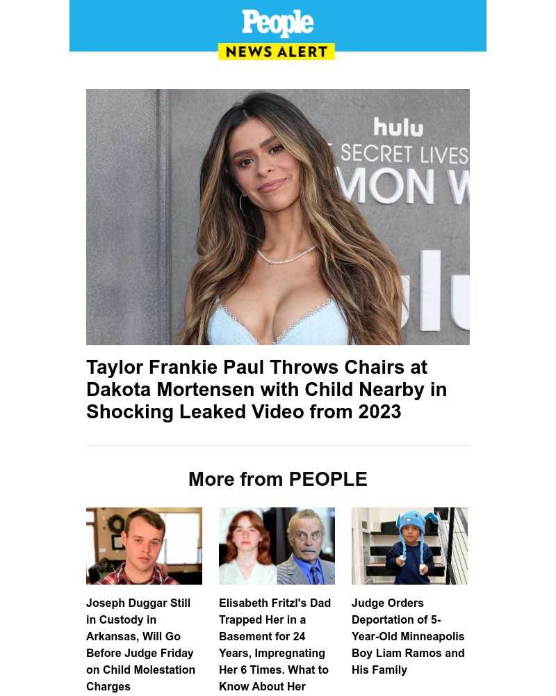 Screenshot of email sent to a People Newsletter subscriber