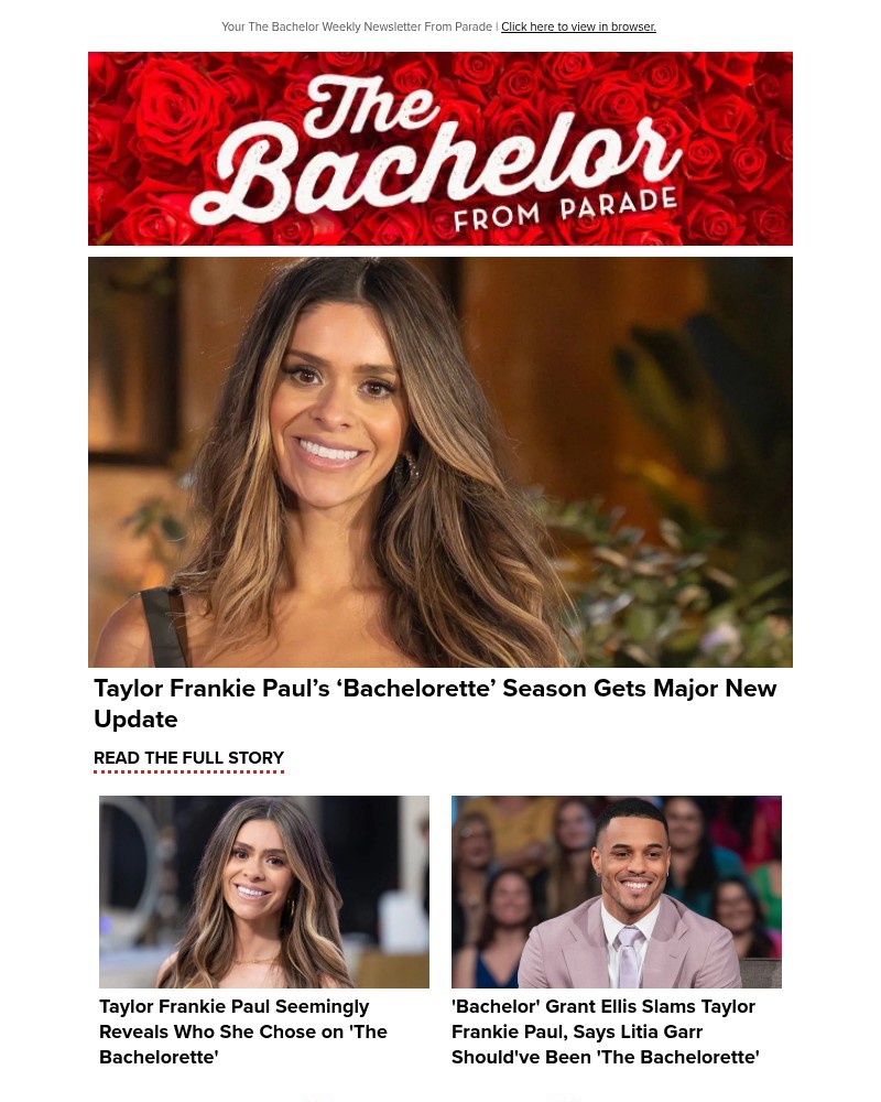 Screenshot of email sent to a Parade Newsletter subscriber