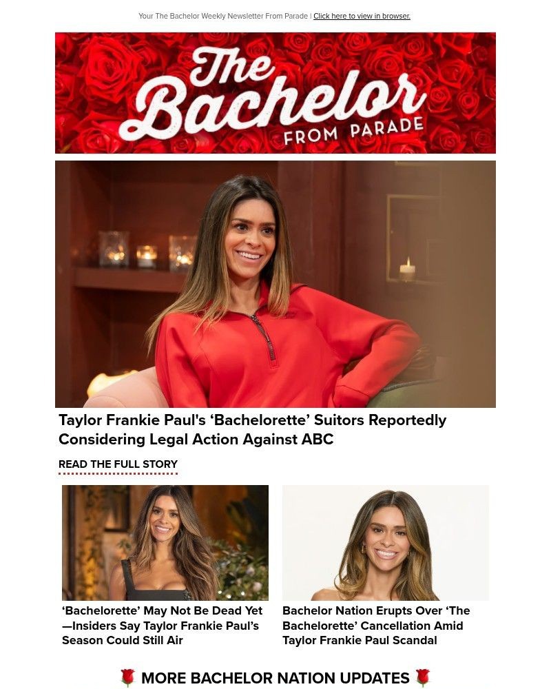 Screenshot of email sent to a Parade Newsletter subscriber