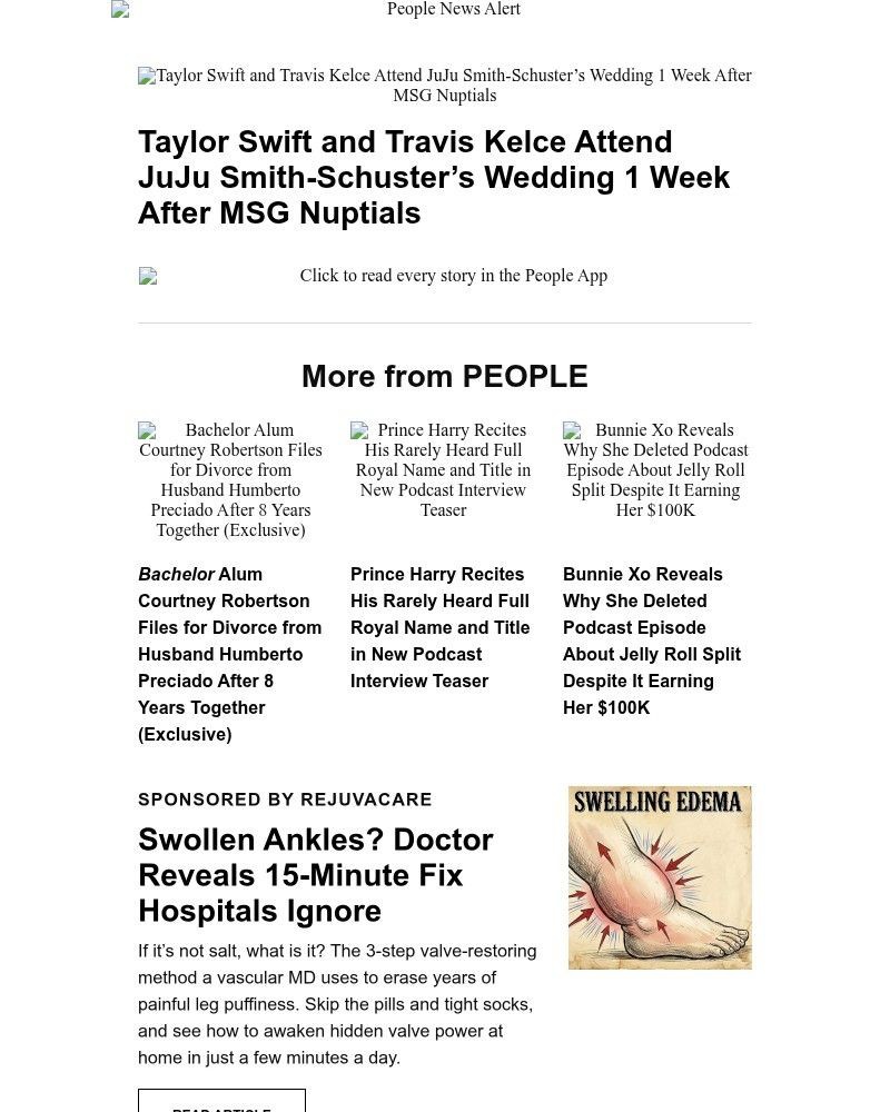 Screenshot of email sent to a People Newsletter subscriber