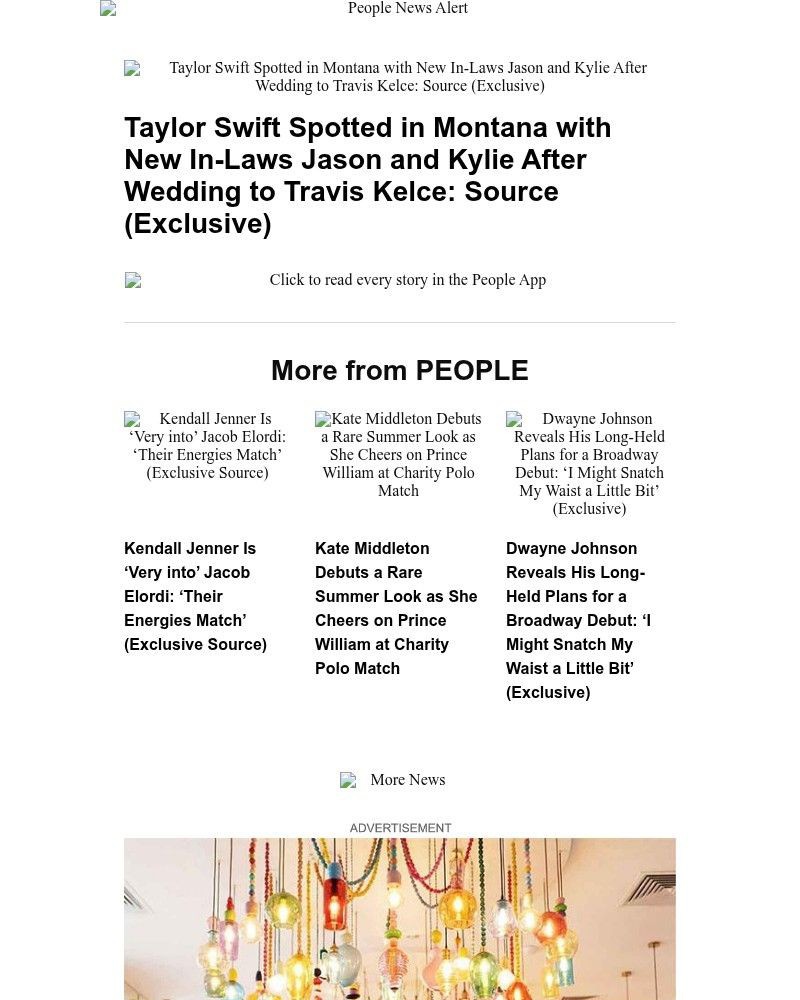Screenshot of email sent to a People Newsletter subscriber