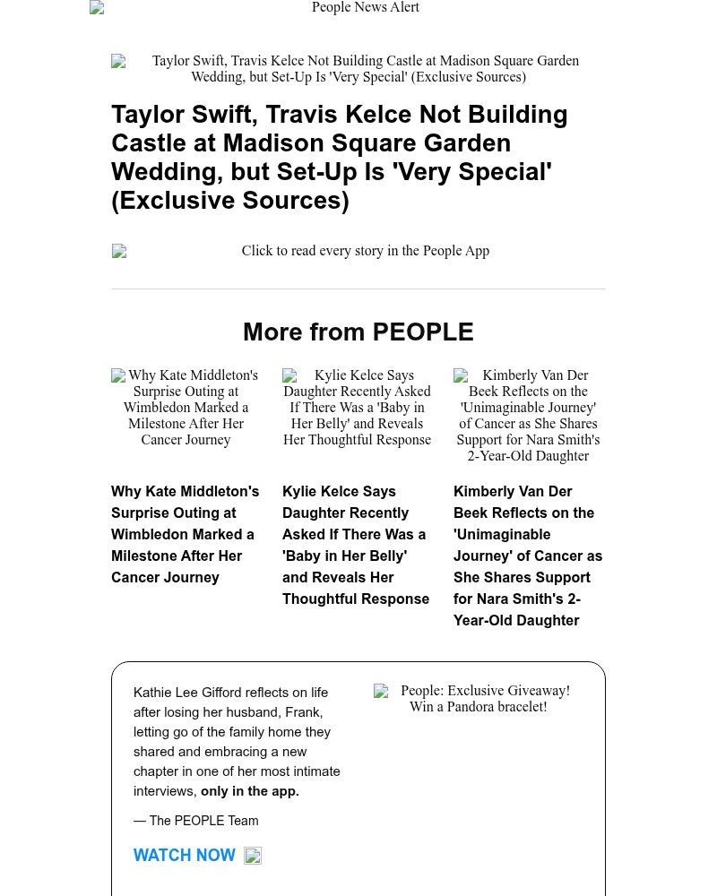 Screenshot of email sent to a People Newsletter subscriber
