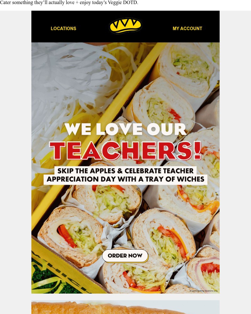 Screenshot of email sent to a Which Wich Registered user