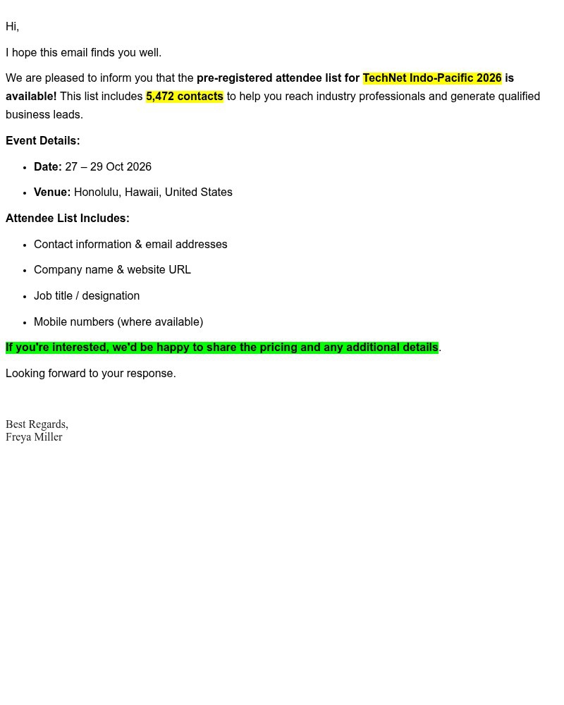 Screenshot of email sent to a ServiceNow Registered user
