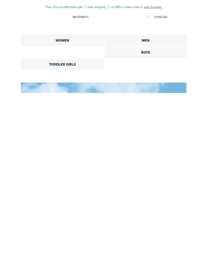 Screenshot of email sent to a Old Navy Newsletter subscriber