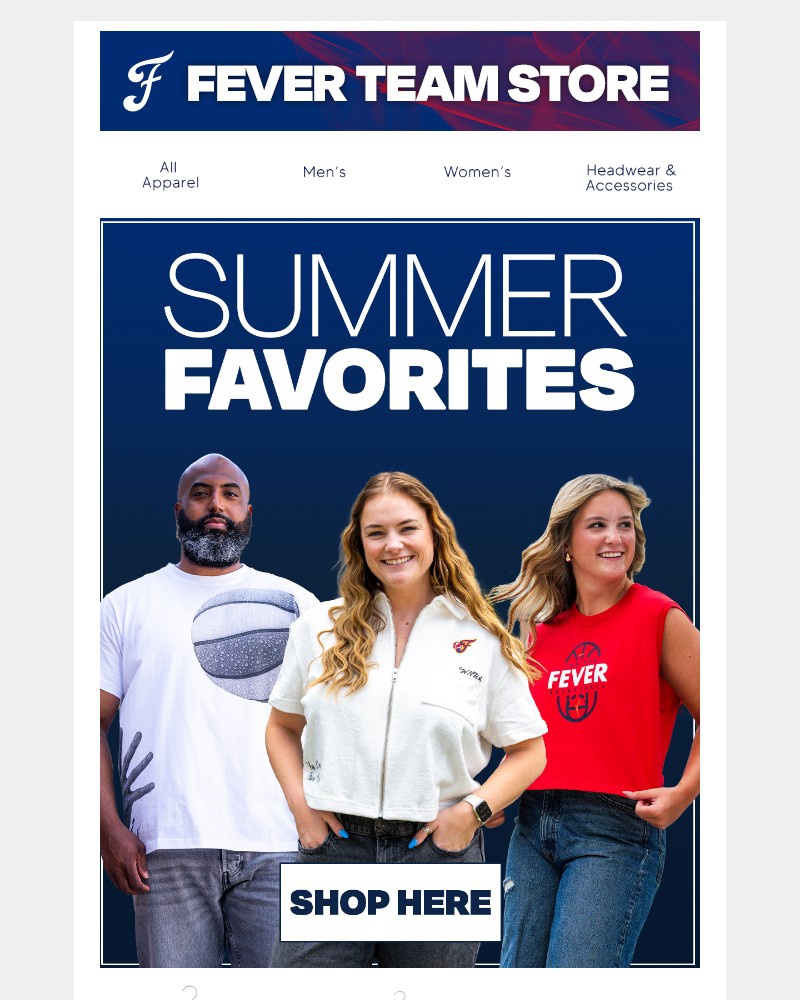 Screenshot of email sent to a Indiana Fever Newsletter subscriber