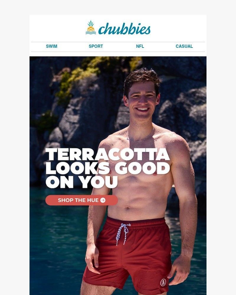Screenshot of email sent to a Chubbies Newsletter subscriber