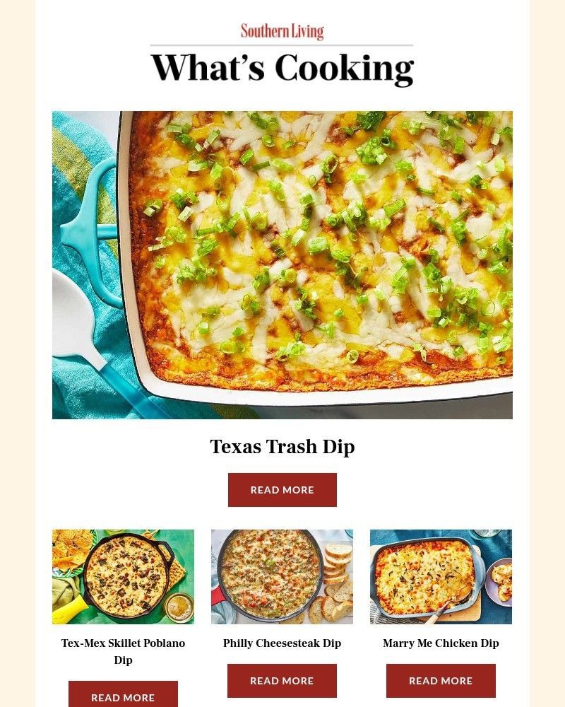 Screenshot of email sent to a Southern Living Newsletter subscriber