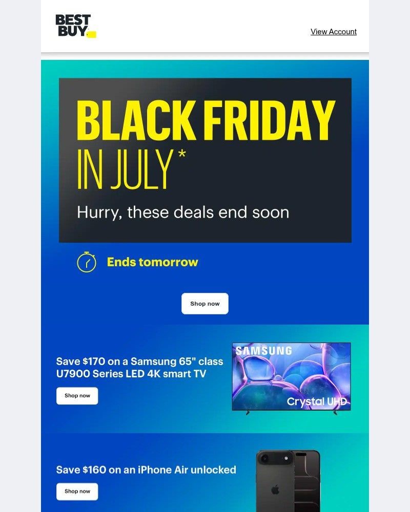 Screenshot of email sent to a Best Buy Newsletter subscriber