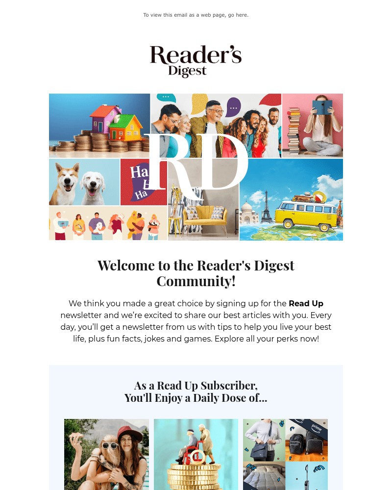 Screenshot of email sent to a Reader’s Digest Newsletter subscriber