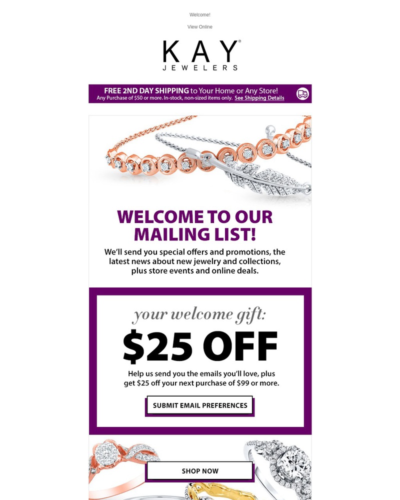 Screenshot of email sent to a Kay Newsletter subscriber