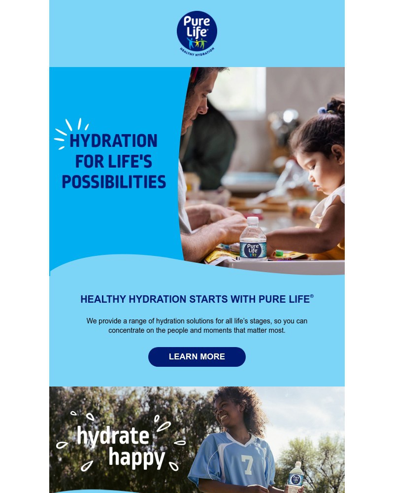 Screenshot of email sent to a Pure Life Newsletter subscriber