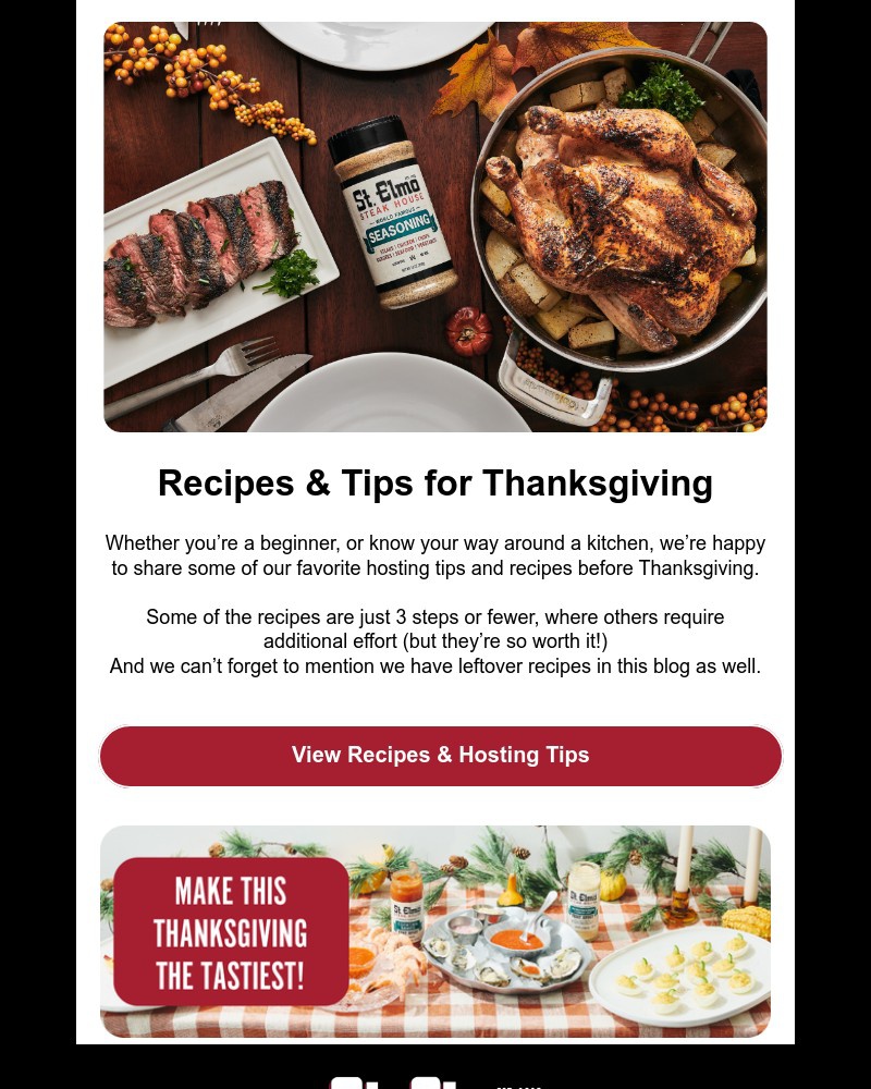 Screenshot of email sent to a St Elmo Steakhouse Newsletter subscriber