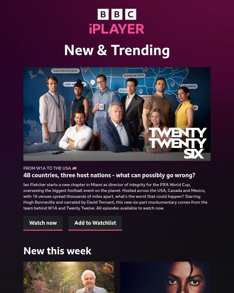 Screenshot of email sent to a BBC iPlayer Registered user