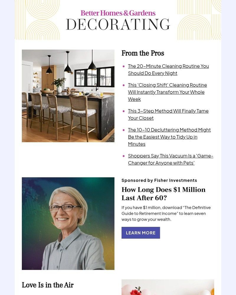 Screenshot of email sent to a Better Homes and Gardens Newsletter subscriber