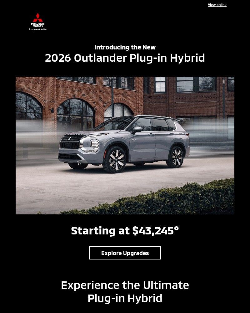 Screenshot of email sent to a Mitsubishi cars Newsletter subscriber
