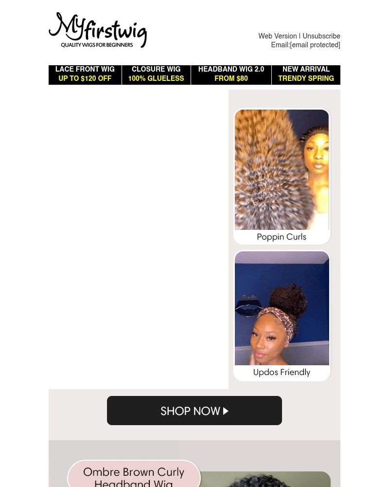 Screenshot of email sent to a My First Wig Newsletter subscriber