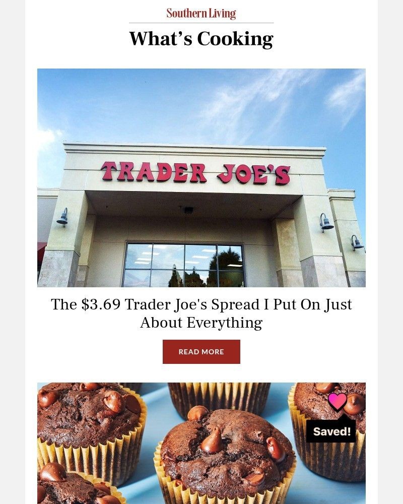 Screenshot of email sent to a Southern Living Newsletter subscriber