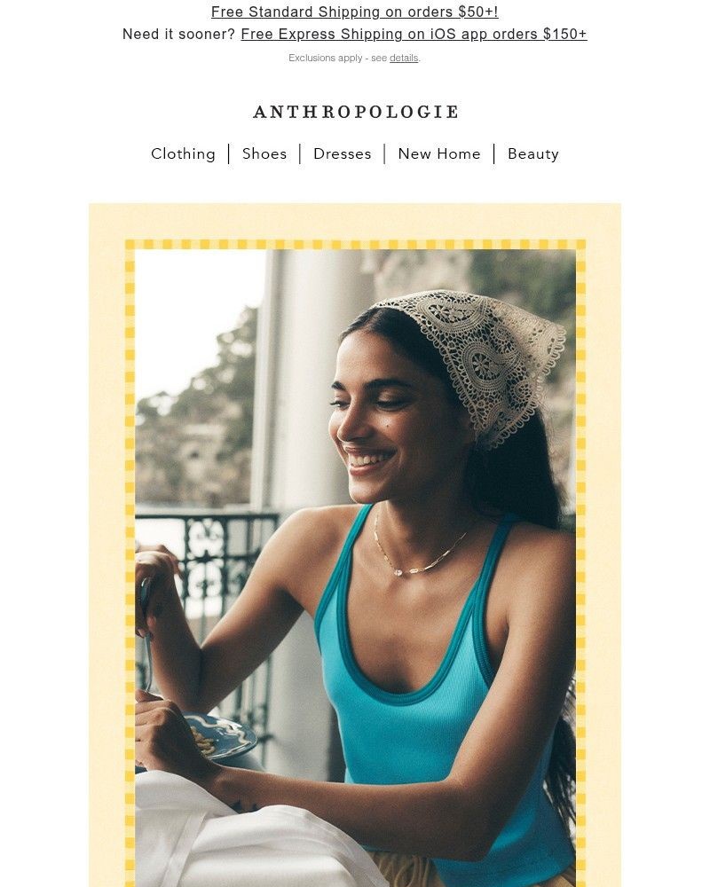 Screenshot of email sent to a Anthropologie Newsletter subscriber