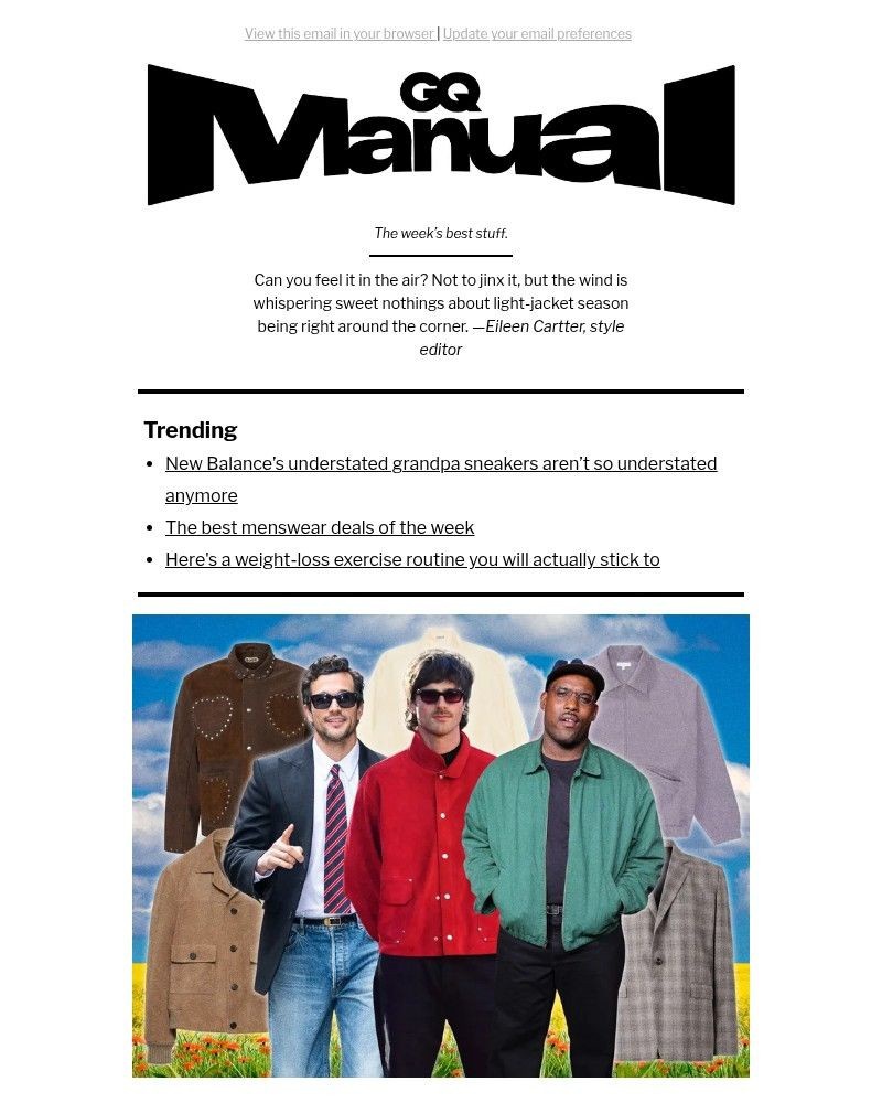 Screenshot of email sent to a GQ Newsletter subscriber