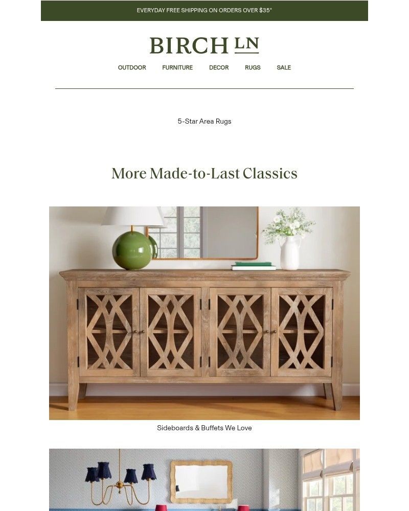 Screenshot of email sent to a Birch Lane Newsletter subscriber