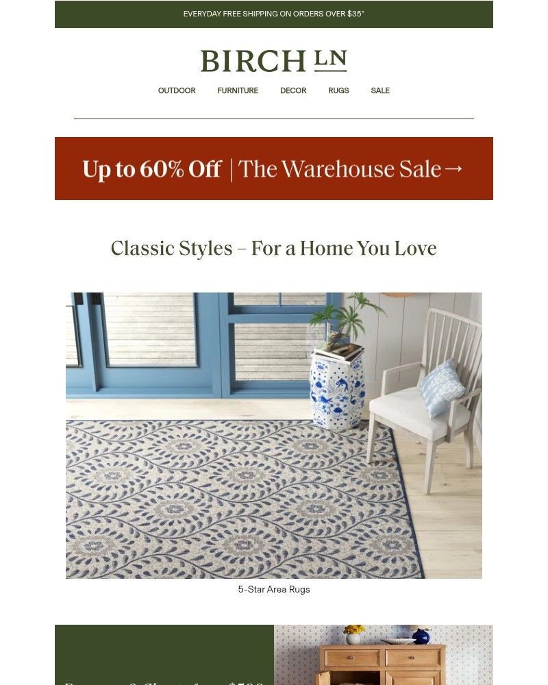 Screenshot of email sent to a Birch Lane Newsletter subscriber
