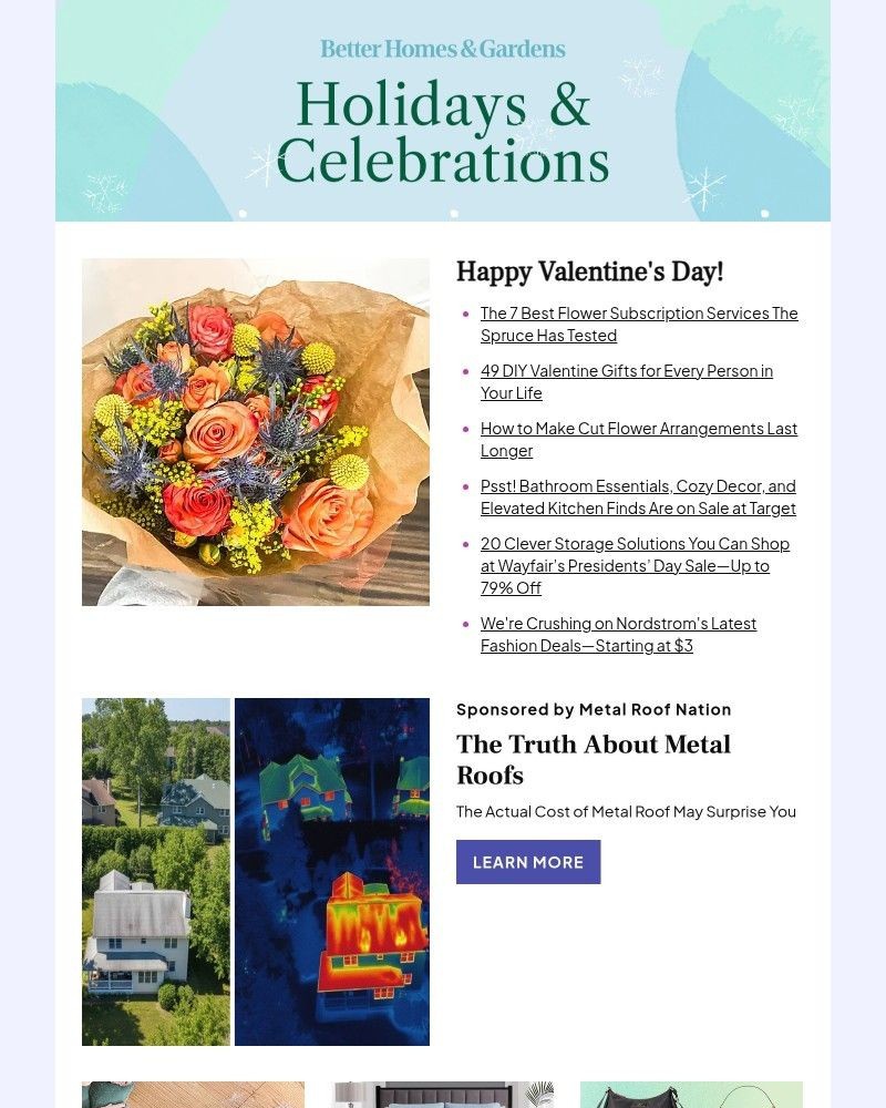 Screenshot of email sent to a Better Homes and Gardens Newsletter subscriber