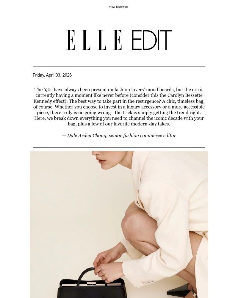 Screenshot of email sent to a Elle Newsletter subscriber