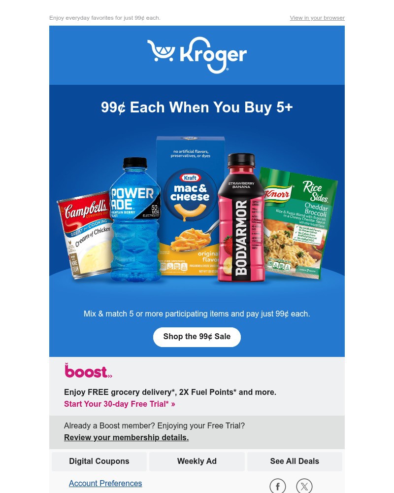 Screenshot of email sent to a Kroger Registered user